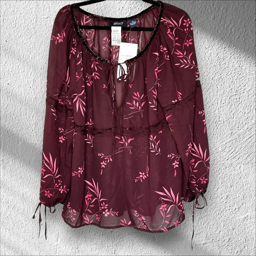 Vintage Y2K Deadstock Sheer Fairy Goth Babydoll Blouse Top NWT 2X Coquette Girl